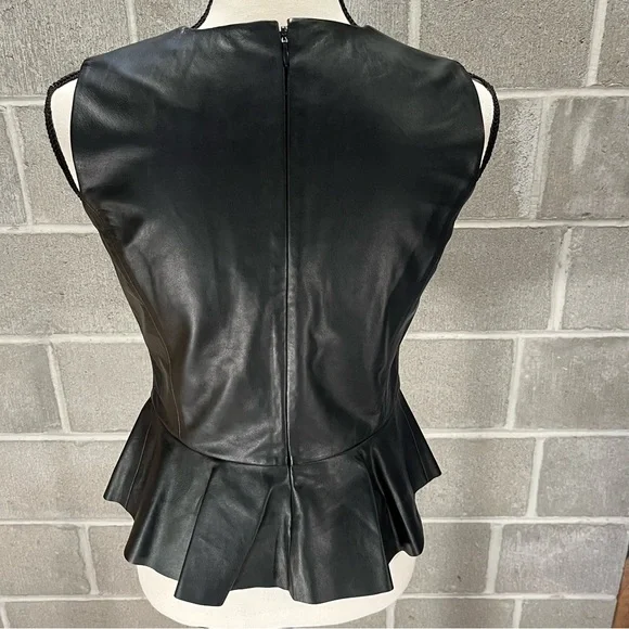 Lauren Ralph Lauren leather peplum tank shell. - Picture 8 of 14